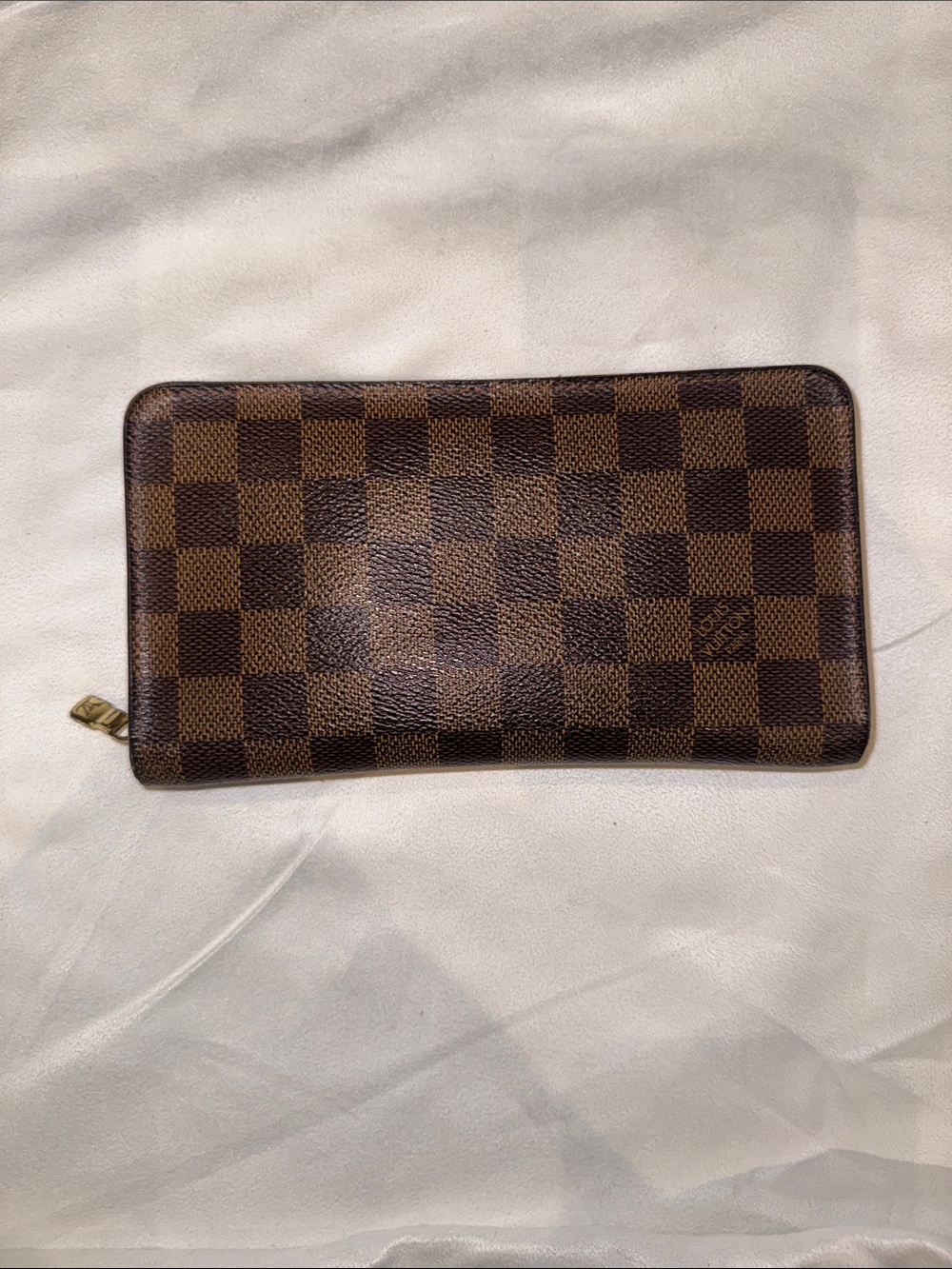 Louis Vuitton Brown Zip-Around Card Wallet with Gold Hardware
